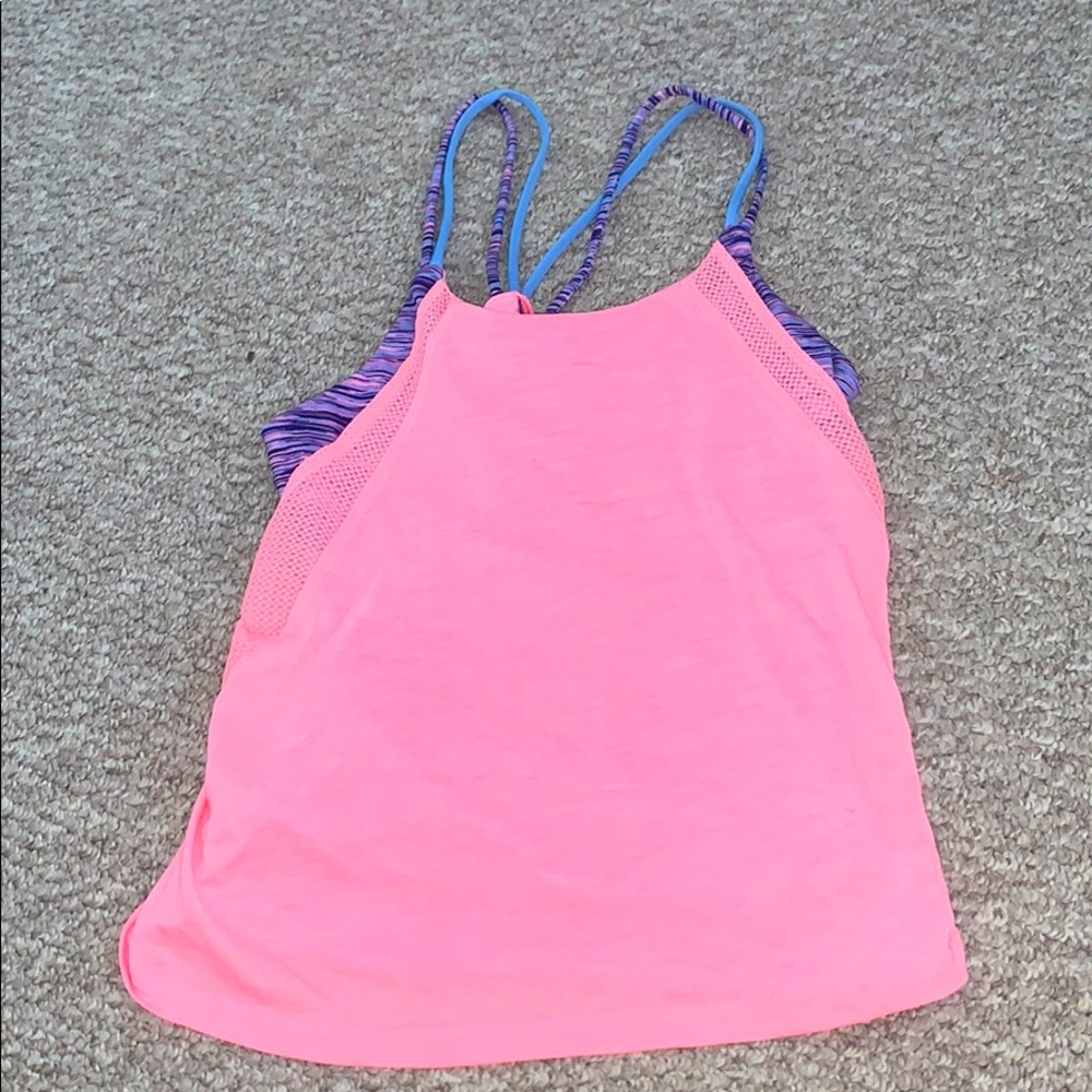 pink fila tank top with built in bra size youth L
